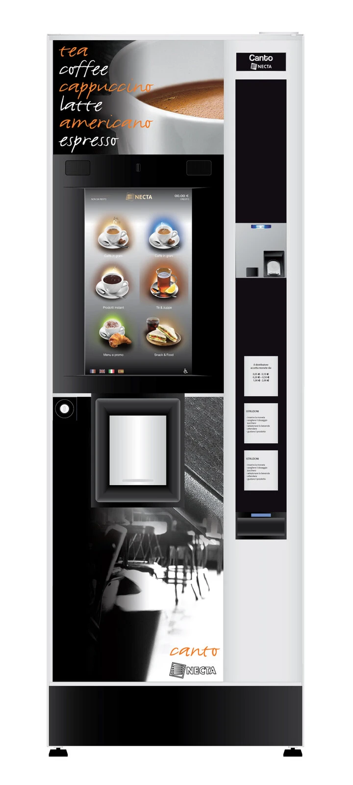 Automat de cafea vending Necta Canto, vedere frontală