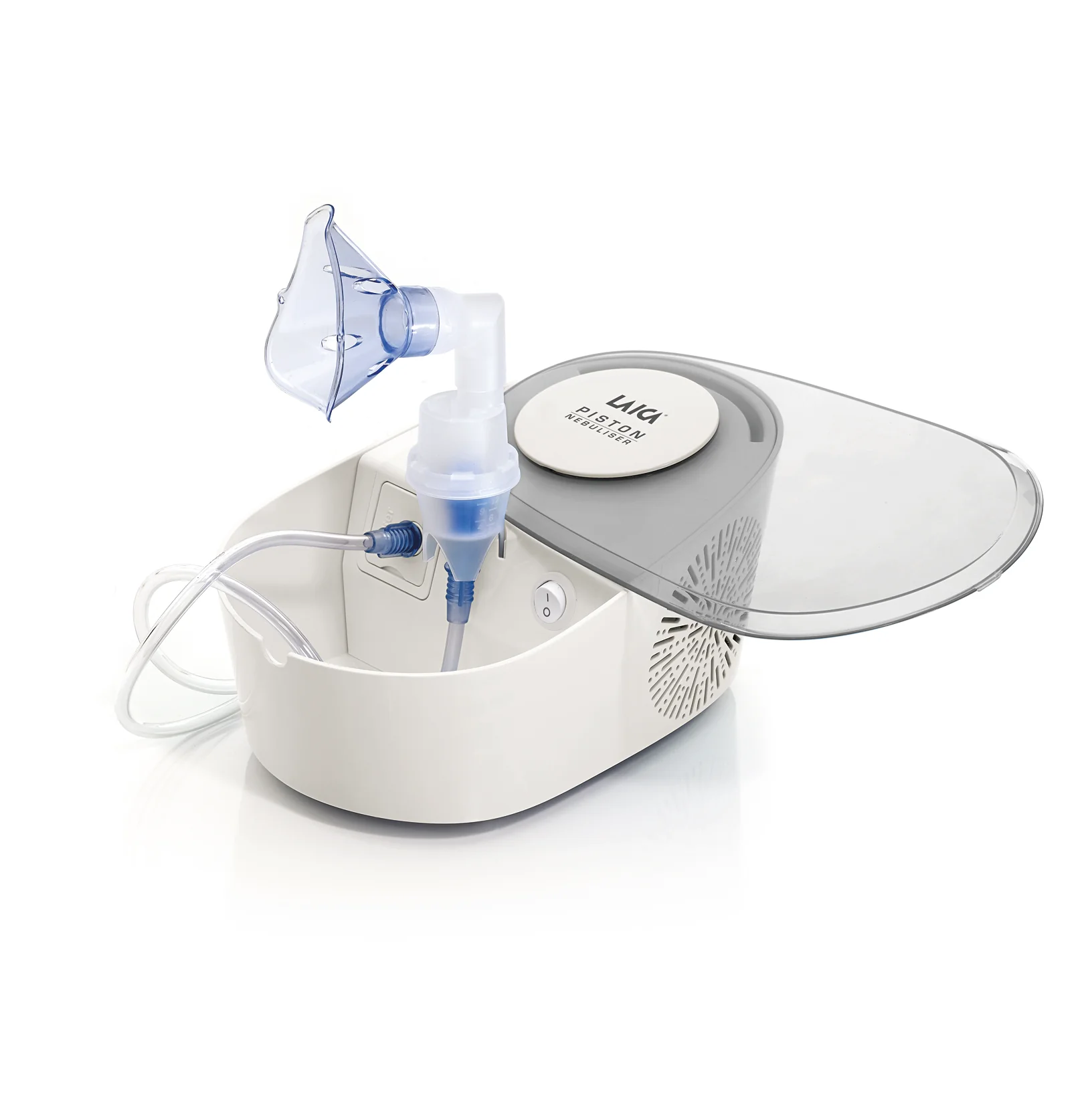 Aparat de aerosoli Laica NE2012, compartiment accesorii, cu piston, copii si adulti
