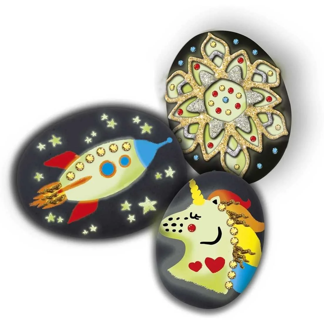 Set pictură pe pietre cu vopsea fosforescentă  Glow in the dark Grafix GR200054