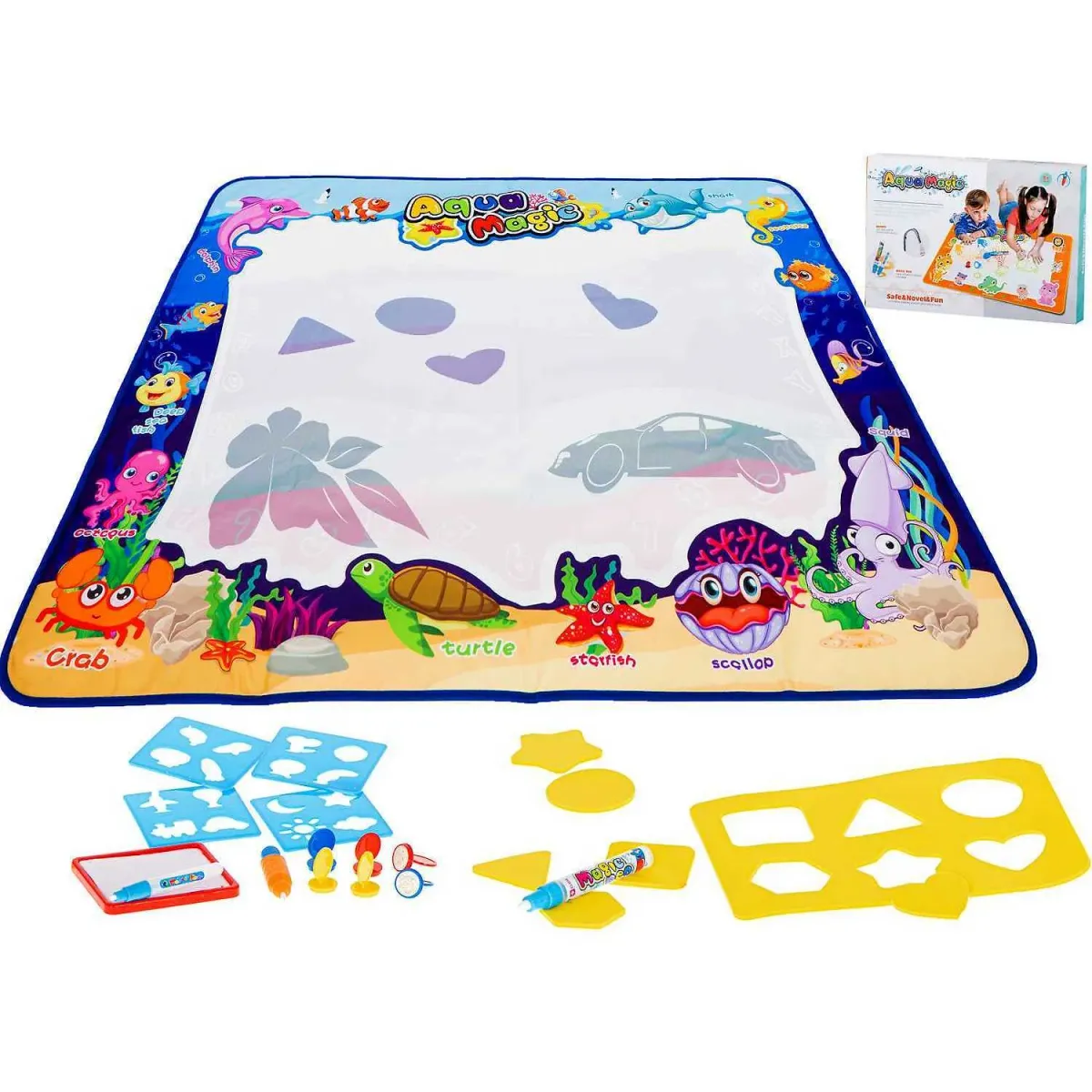 Covoraș pentru desen cu apă 100x80 cm și accesorii  Ikonka IK17756