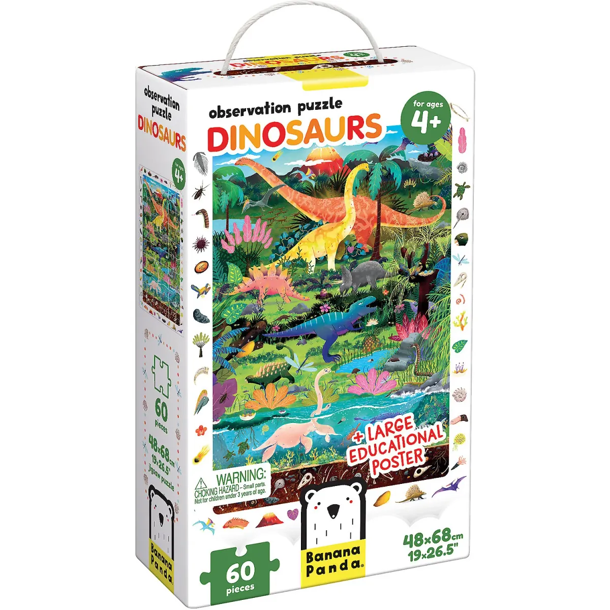 Puzzle Dinozauri 60 piese, 48x68cm Banana Panda