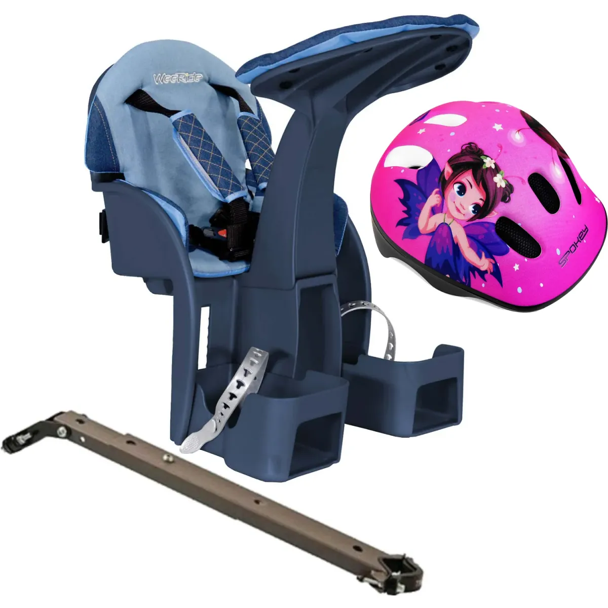 Scaun bicicleta copii SafeFront Deluxe,  Pozitie montare Centru, 15 Kg si Casca Protectie XS 44-48 Fairy Tale WeeRide WR10SKFT — imaginea 1