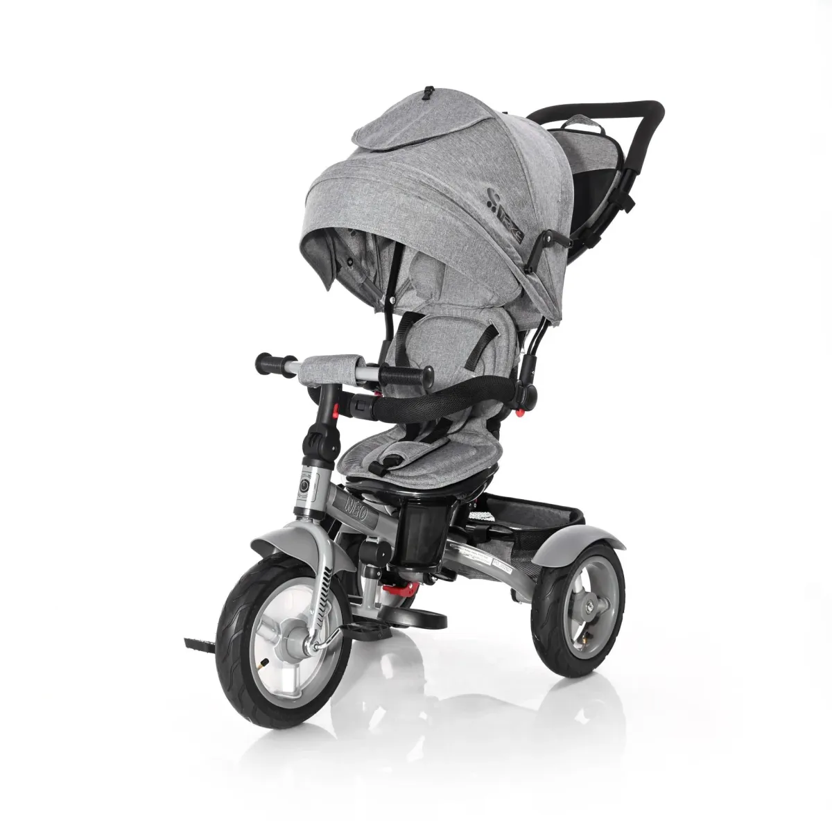 Tricicleta multifunctionala 4in1, Neo Air, roti mari cu camera, Grey Luxe New