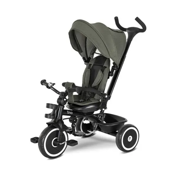 Tricicleta pentru copii, Tino, sezut rotativ 360 grade, scaun rabatabil, control parental, Green