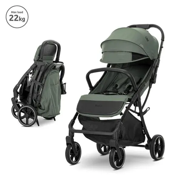 Carucior sport, Minori, sistem pliere cu o singura mana, spatar reglabil , husa textila UV 50+, Green