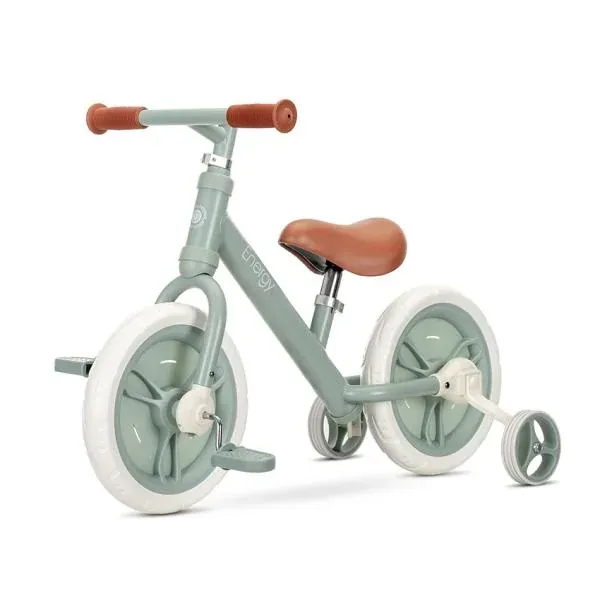 Bicicleta de tranzitie 2in1, Energy, cu pedale si roti auxiliare, 2-5 Ani, Green