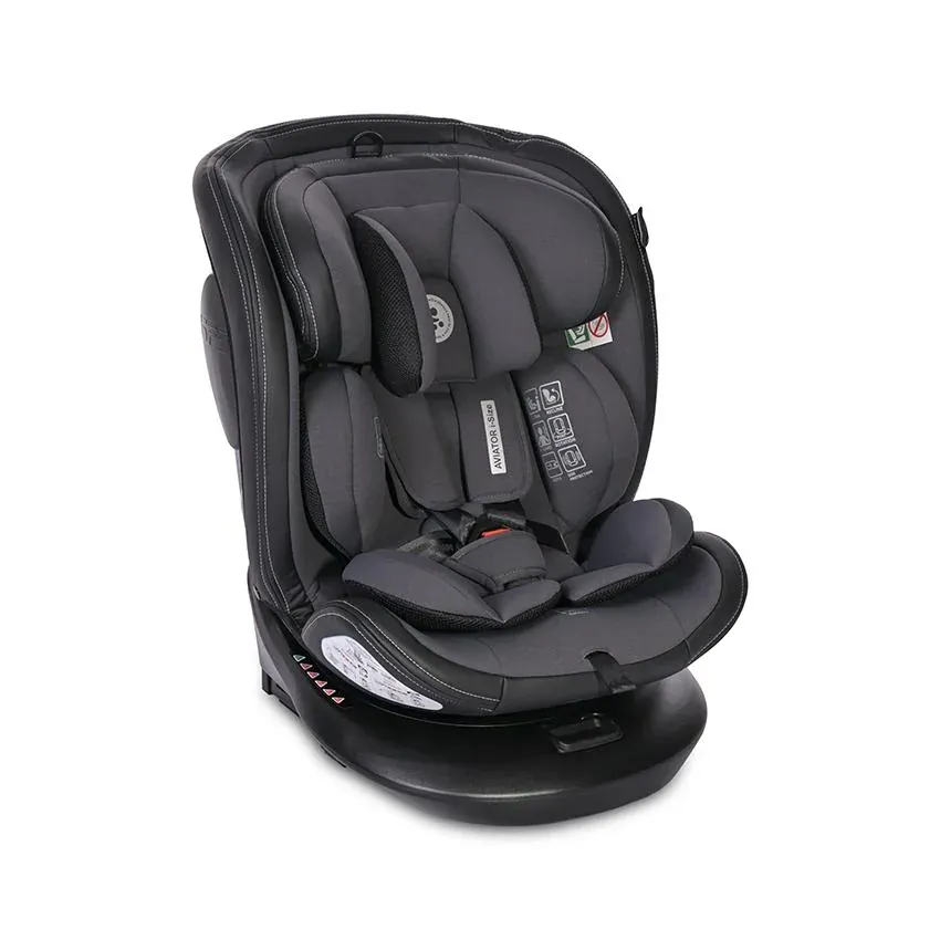 Scaun auto, Aviator, i-Size isofix, cu baza rotativa 360 grade, de la 0 luni pana la 12 ani, 40-150 cm, Gri