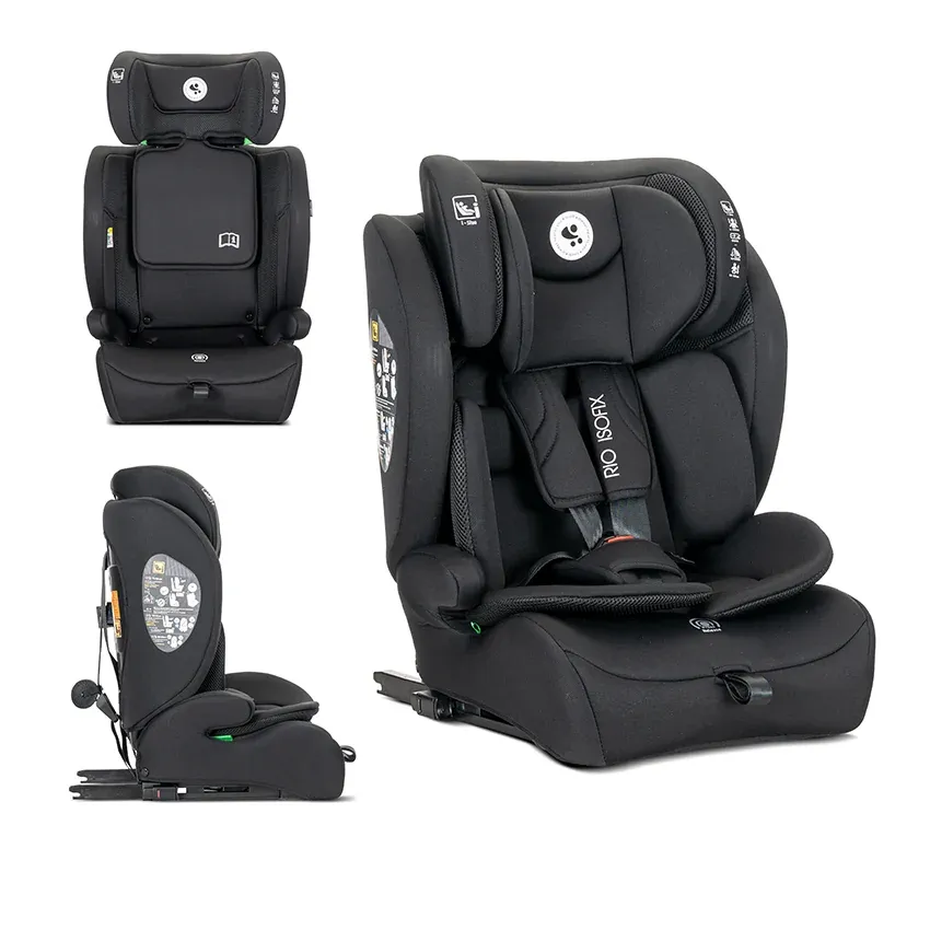 Scaun auto pentru copii, Rio, Isofix cu Top Tether, i-Size, 76-150 cm, 15 Luni-12 Ani, Black