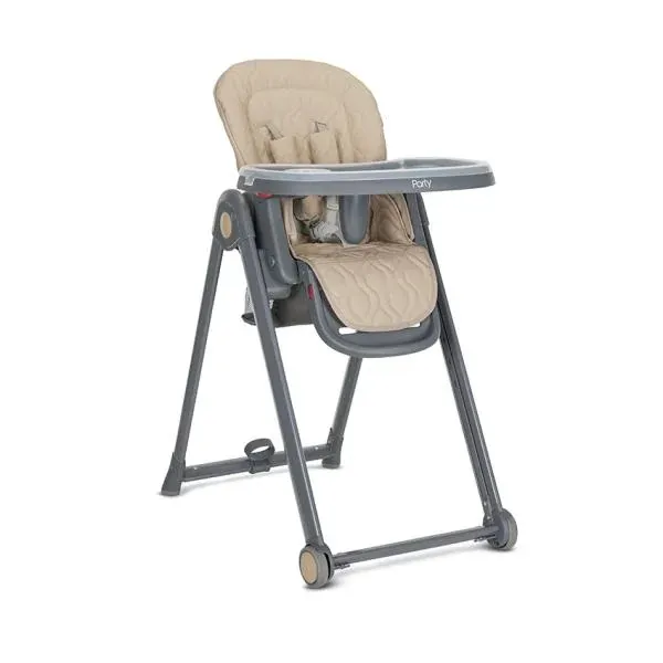 Scaun de masa, Party, reglabil, cadru usor din aluminiu, 6 luni+, Beige Leather