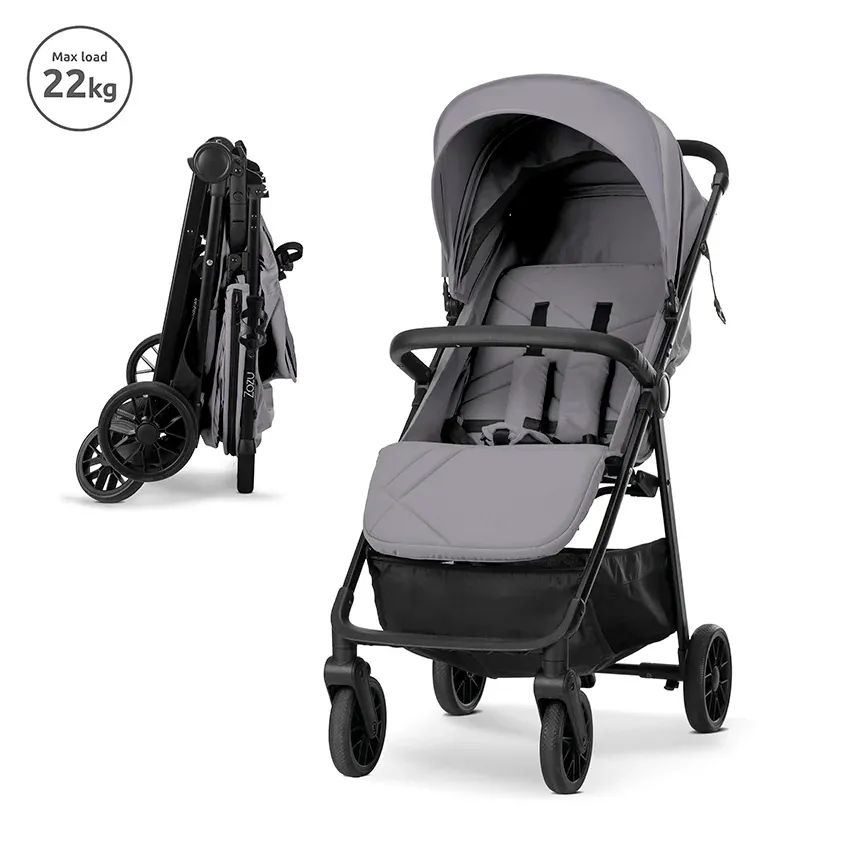 Carucior sport ultrausor, Zozu, pliere cu o mana, 5.8 kg, pana la 22 kg, Grey