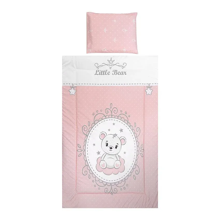 Set lenjerie pat 3 piese, bumbac ranforce, Cosy, Little Bear Pink