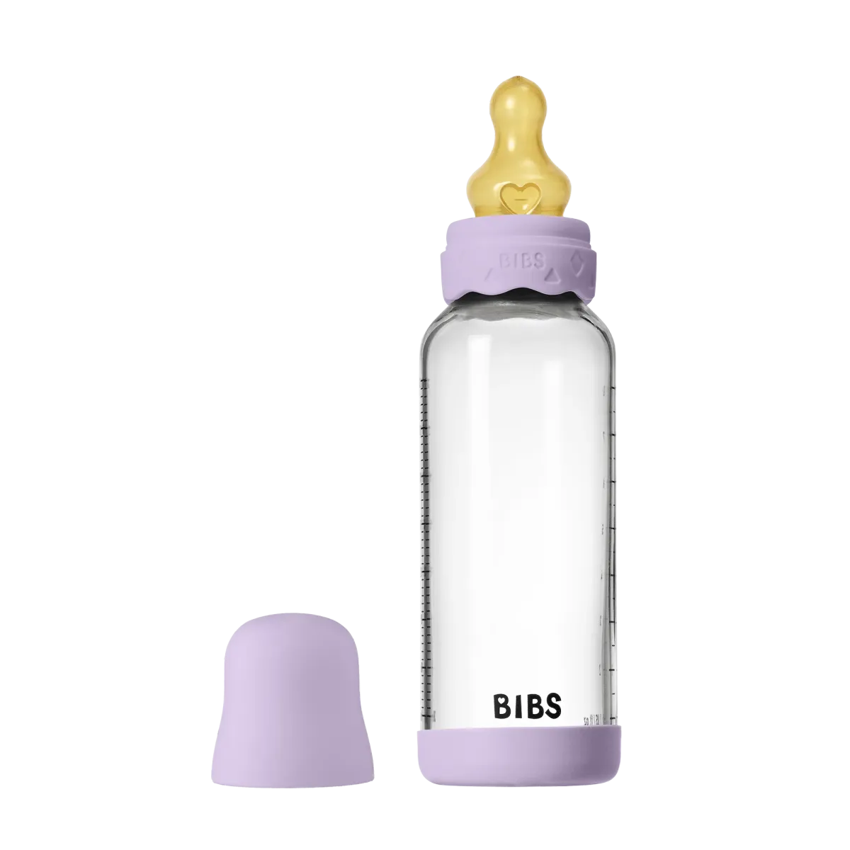 BIBS - Set complet biberon Boheme din sticla anticolici cu tetina din latex, flux mediu, 240 ml, Violet Sky