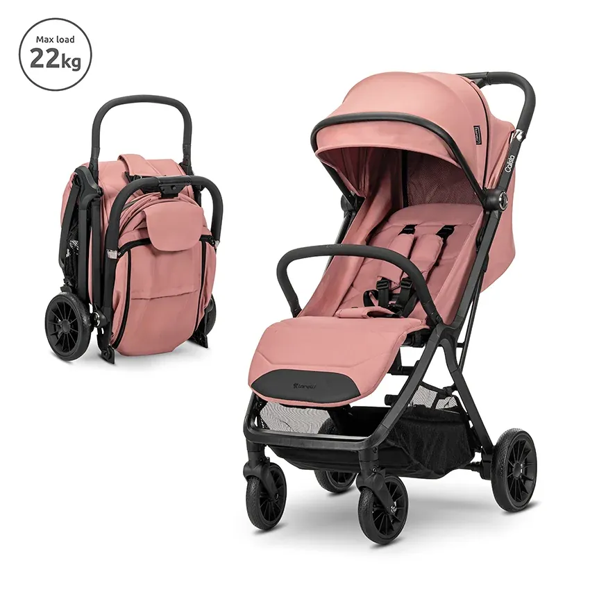 Carucior pentru copii, Calista, pliere automata, cadru din aluminiu, spatar reglabil 3 pozitii, copertina extensibila, 0-48 luni, pana la 22 kg, Pink