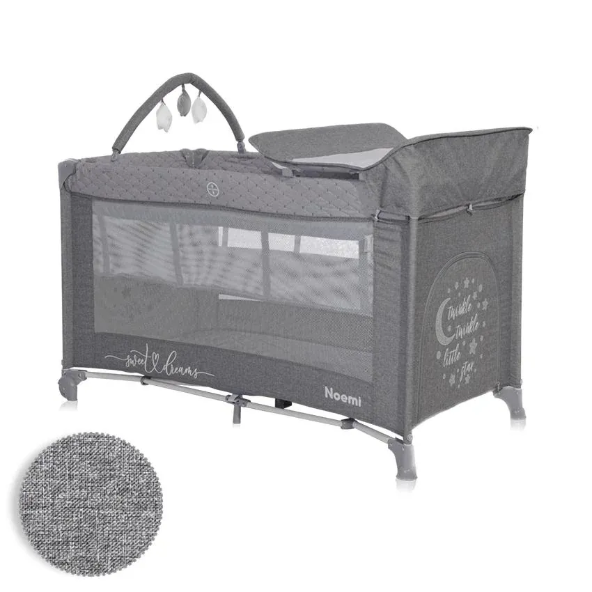 Patut pliabil Noemi Plus, 2 nivele cu accesorii, Cool Grey Star