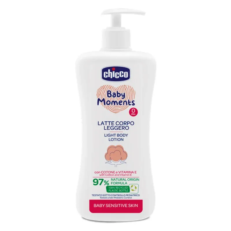 Lotiune dermatologica fluida pentru corp Chicco Baby Moments Sensitive, 500ml, 0 luni+ — imaginea 1