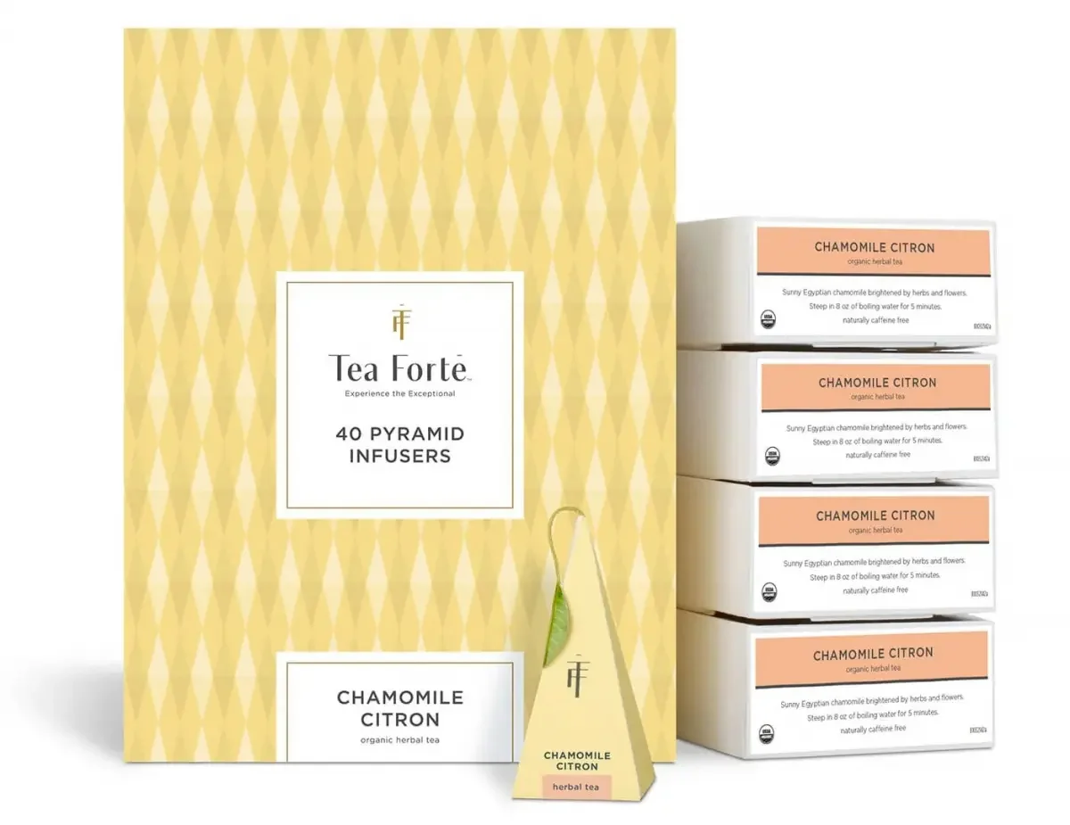 Ceai Chamomile Citron ECO - Tea Forte - cutie cu 40 de piramide de ceai