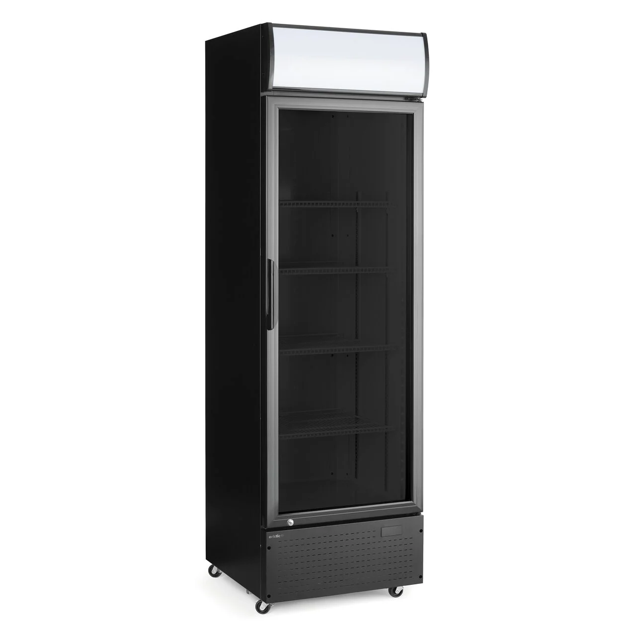 Vitrina de bar neagra cu panou iluminat din spate, cu o singură ușă, Arktic, 254L, Negru, 220-240V/250W, 578x605x(H)1980mm