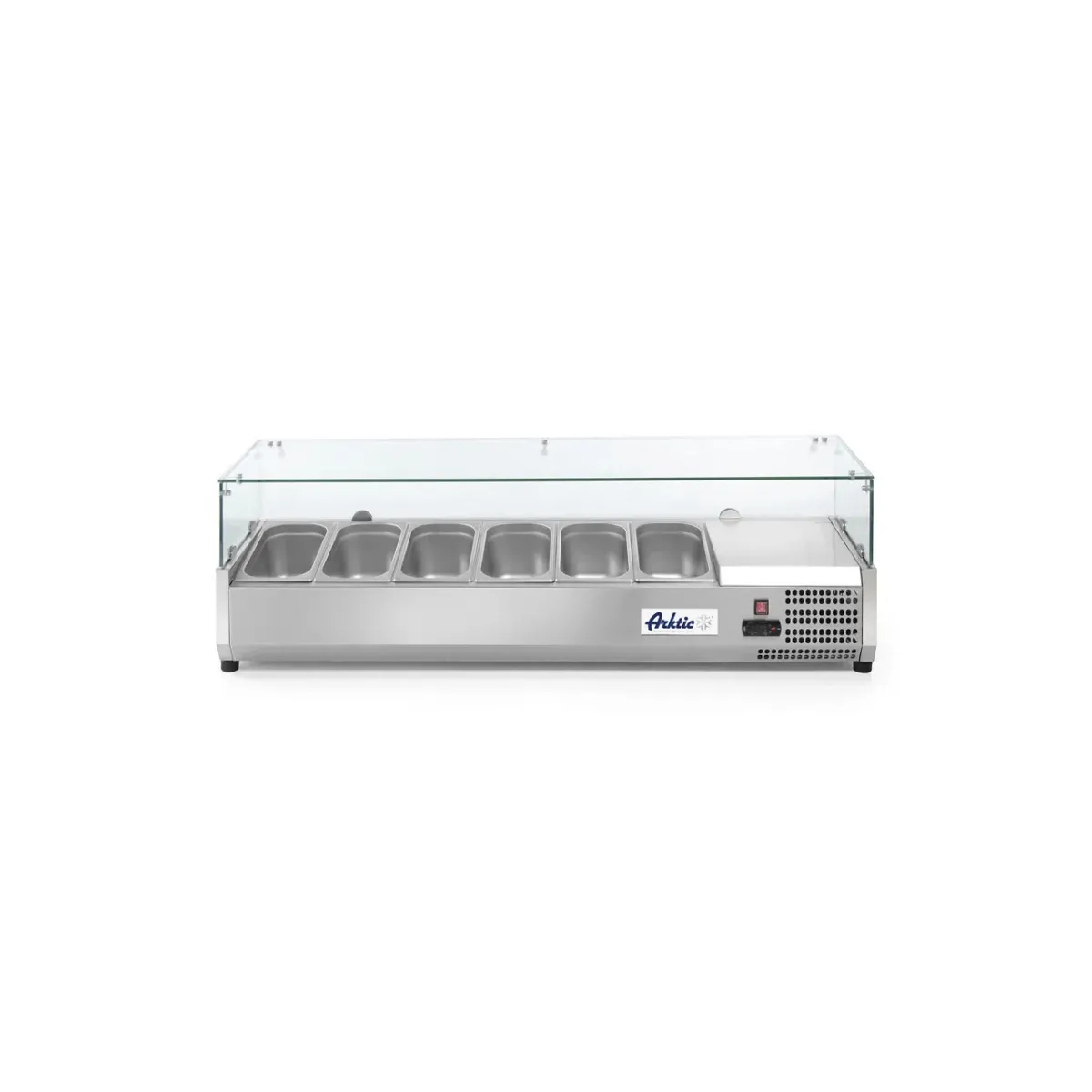 Vitrina prezentare Hendi, interval temp. -2/8?C, 180W, corp inox, ARKTIC by Hendi, 1405x395x(H)430 mm, 6 vase GN 1/3