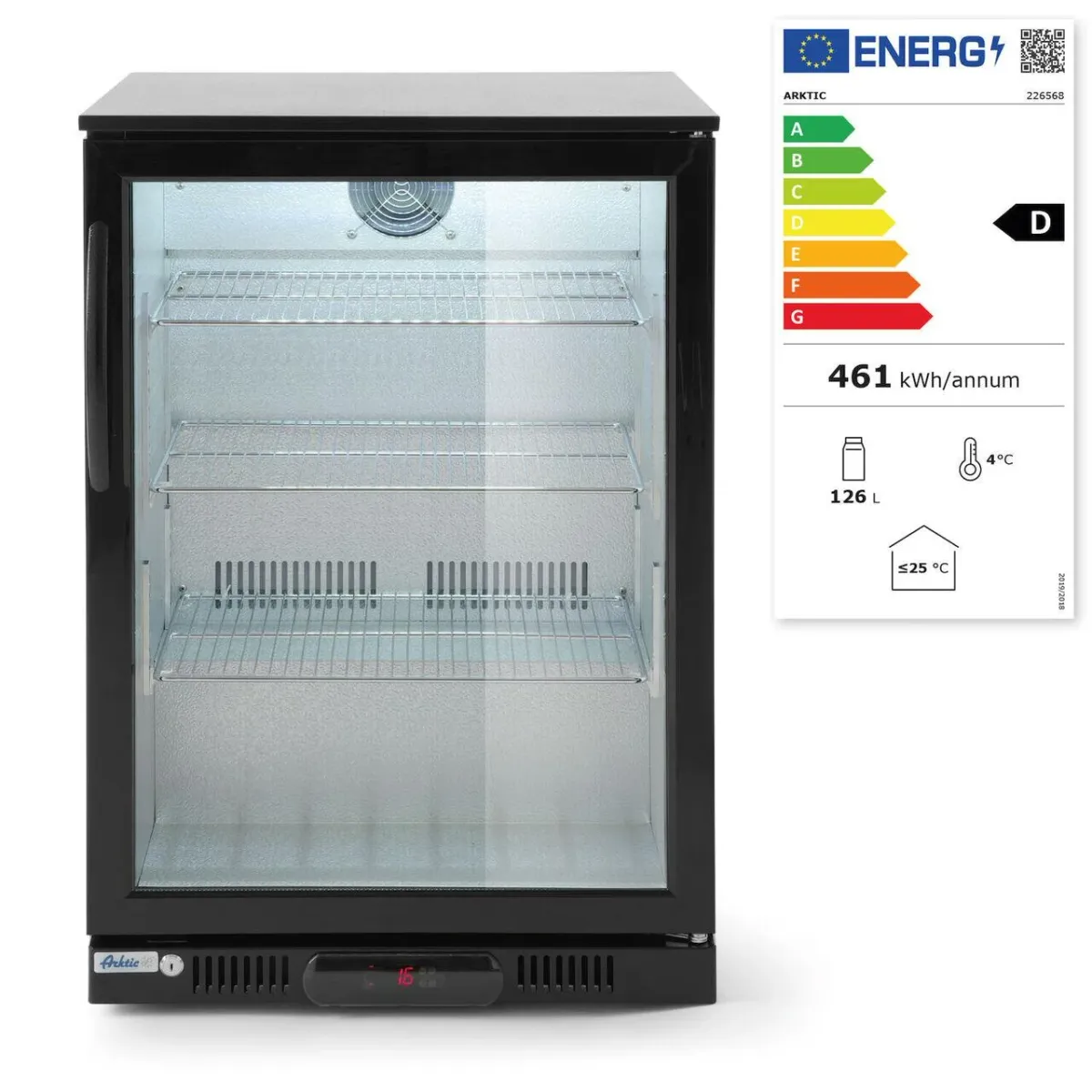 Vitrina frigorifica bar cu o singura usa, 105L, Arktic, 220-240V/135W, 600x500x(H)900 mm