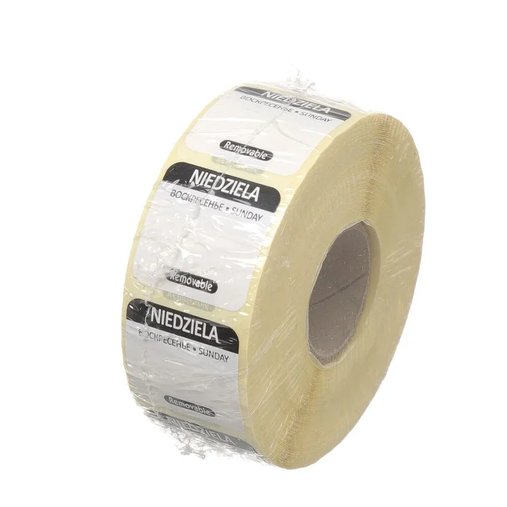 Etichete zilnice siguranta alimentelor - reutilizabile - RO, BG, EN, HENDI, Duminica, 1000 buc, 25x25mm